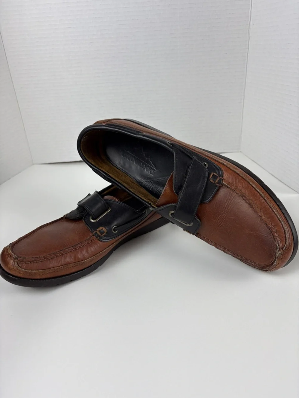 Life Outdoors Men's Two-Tone Brown and Black Leather Boat/Loafers 11.5AA